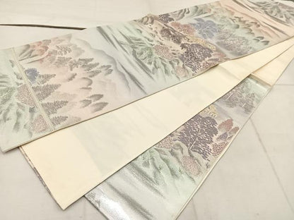 平和屋着物◎六通柄袋帯　上賀茂の里　プラチナ二重箔錦　正絹　逸品　BAAW1970mz