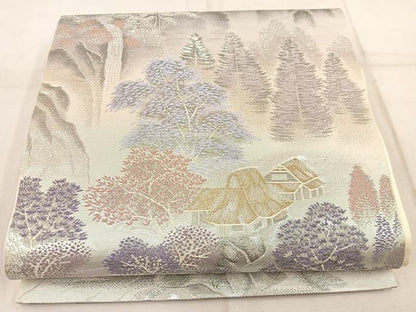 平和屋着物◎六通柄袋帯　上賀茂の里　プラチナ二重箔錦　正絹　逸品　BAAW1970mz