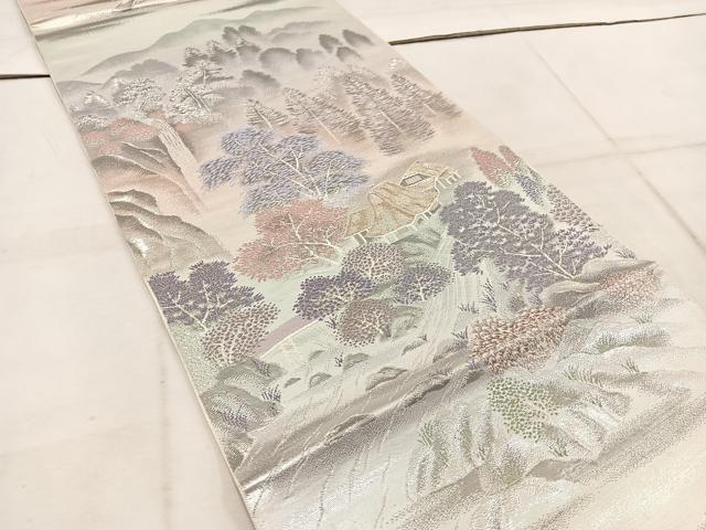 平和屋着物◎六通柄袋帯　上賀茂の里　プラチナ二重箔錦　正絹　逸品　BAAW1970mz