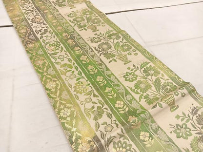平和屋着物◎六通柄袋帯　草花間道　金糸　正絹　逸品　BAAW1971mz
