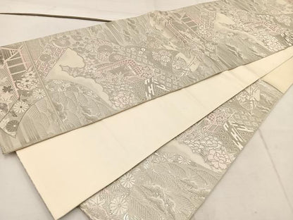 平和屋着物◎六通柄袋帯　九百錦　大原御幸　プラチナ箔　正絹　逸品　BAAW1972mz