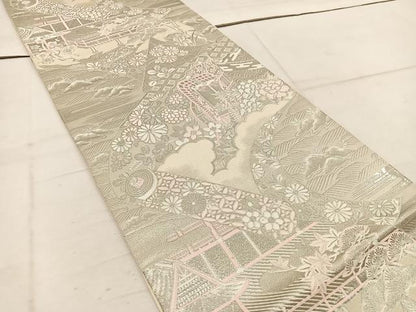 平和屋着物◎六通柄袋帯　九百錦　大原御幸　プラチナ箔　正絹　逸品　BAAW1972mz