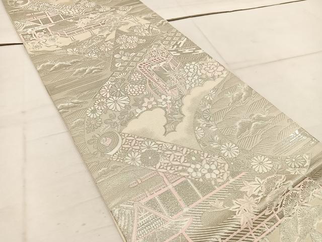 平和屋着物◎六通柄袋帯　九百錦　大原御幸　プラチナ箔　正絹　逸品　BAAW1972mz