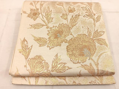平和屋着物◎六通柄袋帯 更紗花文 金糸 正絹 逸品 BAAW1975mz