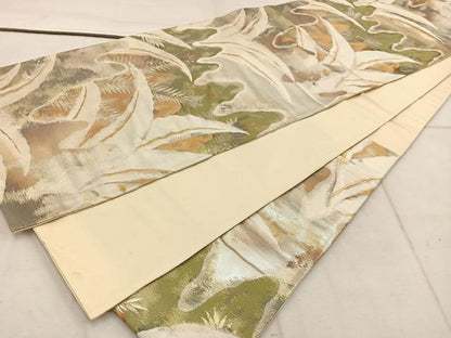平和屋着物◎六通柄袋帯　草葉文　金銀糸　正絹　逸品　BAAW1978mz