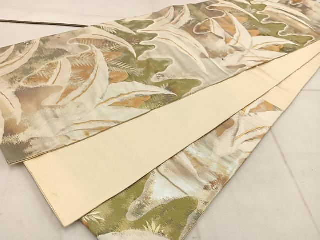 平和屋着物◎六通柄袋帯　草葉文　金銀糸　正絹　逸品　BAAW1978mz