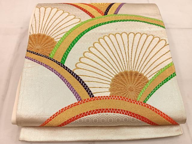 平和屋着物◎六通柄袋帯　唐織　菊青海波　金銀糸　正絹　逸品　BAAW1983mz