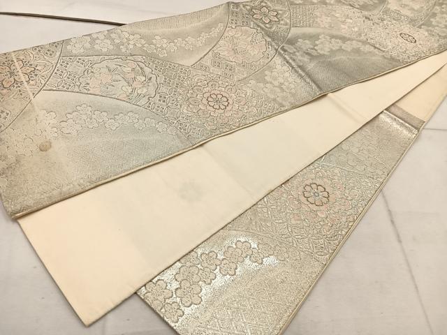 平和屋着物◎西陣　六通柄袋帯　七宝花文　プラチナ二重箔　正絹　逸品　BAAW1986mz