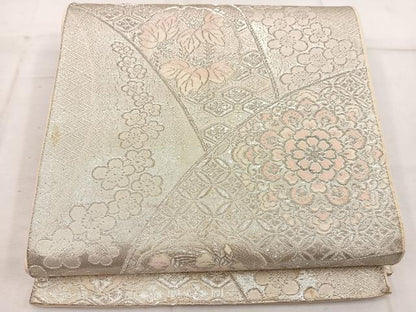 平和屋着物◎西陣　六通柄袋帯　七宝花文　プラチナ二重箔　正絹　逸品　BAAW1986mz