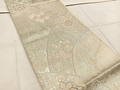 平和屋着物◎西陣　六通柄袋帯　七宝花文　プラチナ二重箔　正絹　逸品　BAAW1986mz