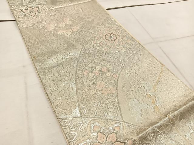 平和屋着物◎西陣　六通柄袋帯　七宝花文　プラチナ二重箔　正絹　逸品　BAAW1986mz