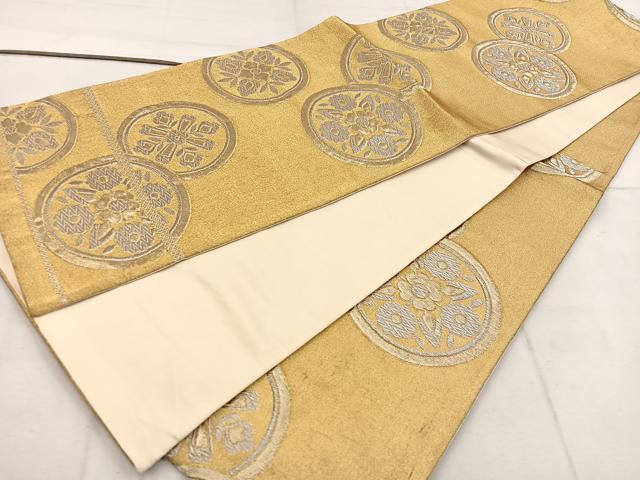 平和屋着物◎六通柄袋帯 花丸文 金銀糸 正絹 逸品 BAAW1991mz