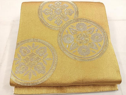 平和屋着物◎六通柄袋帯 花丸文 金銀糸 正絹 逸品 BAAW1991mz