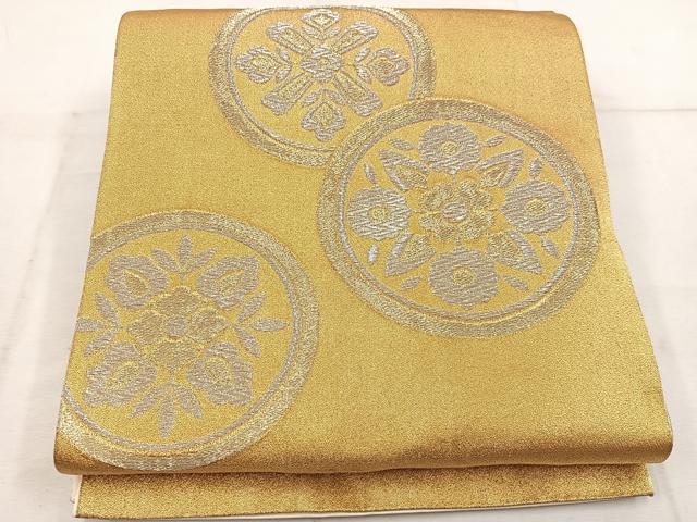 平和屋着物◎六通柄袋帯 花丸文 金銀糸 正絹 逸品 BAAW1991mz