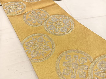 平和屋着物◎六通柄袋帯 花丸文 金銀糸 正絹 逸品 BAAW1991mz
