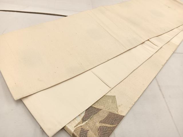 平和屋着物◎太鼓柄袋帯　螺鈿箔　地紙重ね飛鶴文　金彩　正絹　逸品　BAAW1999mz