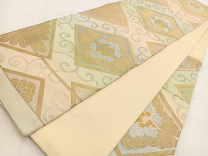 平和屋着物◎六通柄袋帯　菱花唐草文　金銀糸　引箔　正絹　逸品　BAAW2022yc