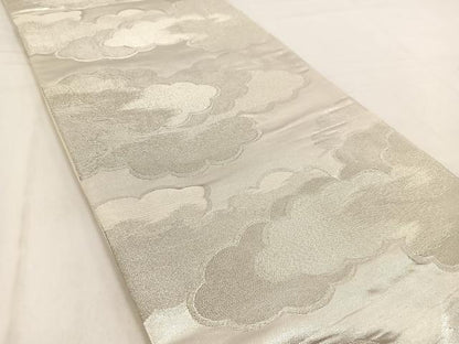 平和屋着物◎六通柄袋帯　雲重ね文　銀糸　正絹　逸品　BAAW2030yc