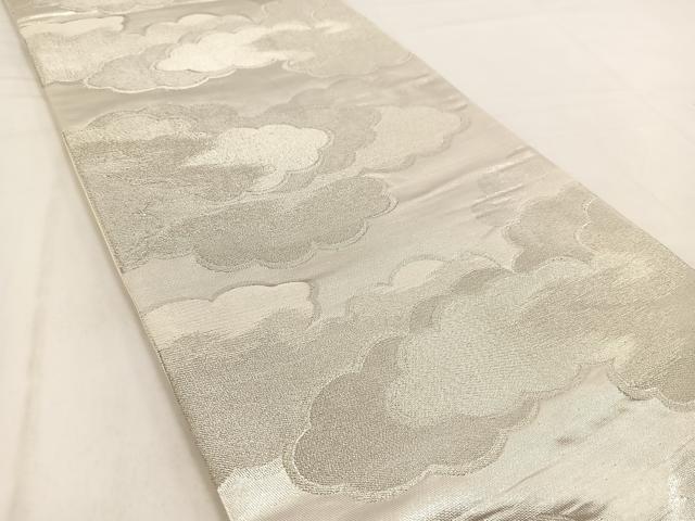 平和屋着物◎六通柄袋帯　雲重ね文　銀糸　正絹　逸品　BAAW2030yc
