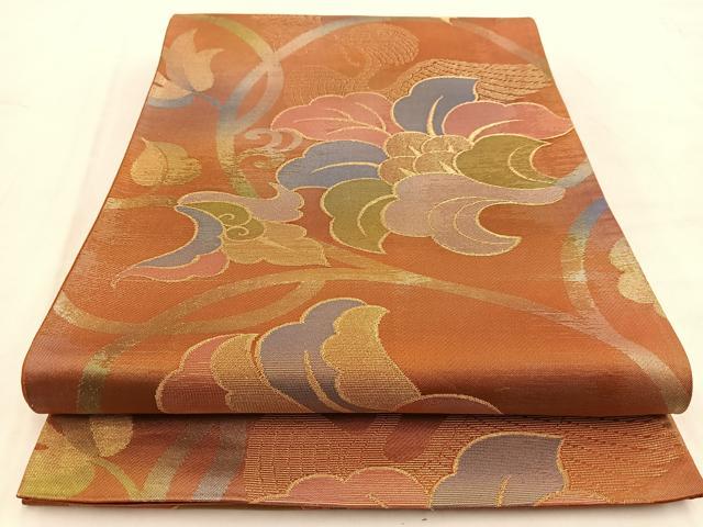 平和屋着物◎六通柄袋帯　更紗花鳥文　金銀糸　引箔　正絹　逸品　BAAW2033yc