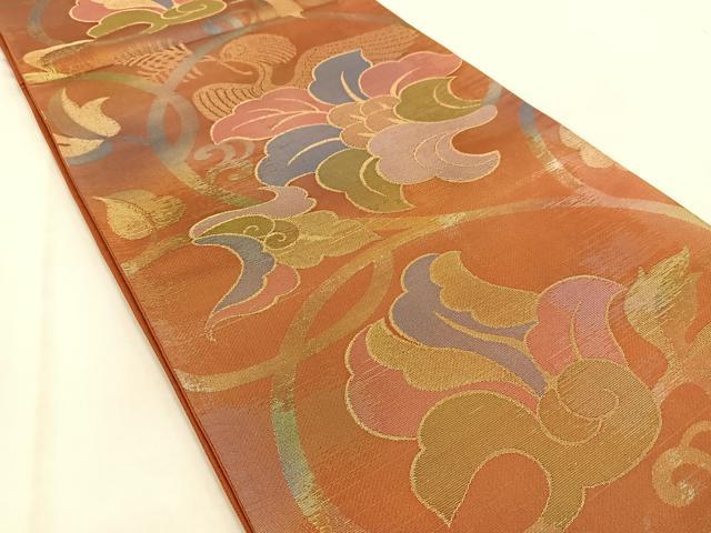 平和屋着物◎六通柄袋帯　更紗花鳥文　金銀糸　引箔　正絹　逸品　BAAW2033yc