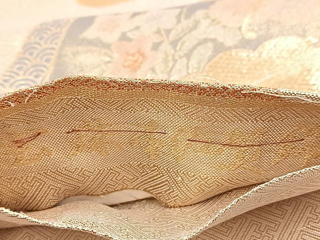 平和屋着物◎宝珠本佐賀錦　六通柄袋帯　九百錦　地紙風景花文　金糸　正絹　逸品　BAAW2039yc