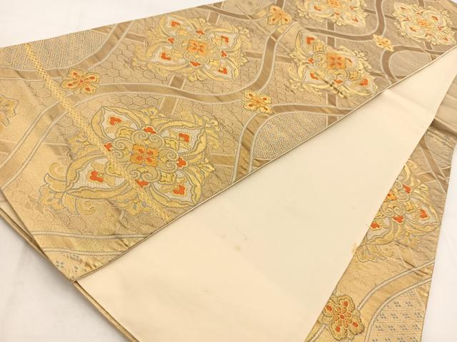 平和屋着物◎六通柄袋帯　立涌花文　金糸　正絹　逸品　BAAW2040yc