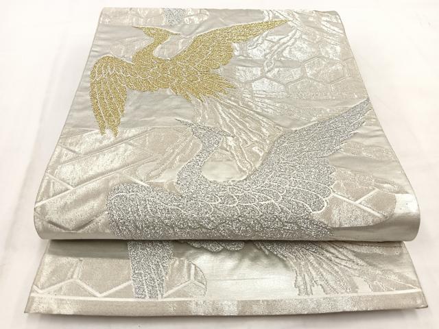 平和屋着物◎六通柄袋帯　鳳凰吉祥文　金銀糸　正絹　逸品　BAAW2041yc