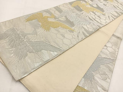 平和屋着物◎六通柄袋帯　鳳凰吉祥文　金銀糸　正絹　逸品　BAAW2041yc