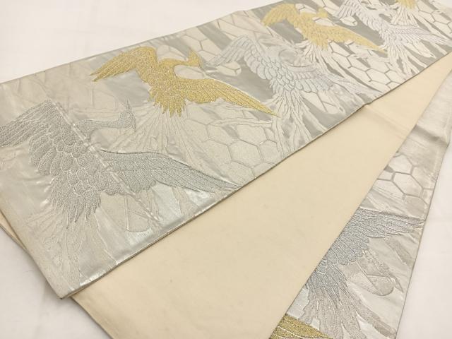 平和屋着物◎六通柄袋帯　鳳凰吉祥文　金銀糸　正絹　逸品　BAAW2041yc