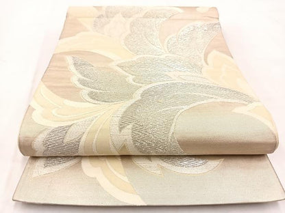 平和屋着物◎六通柄袋帯　唐織　更紗花文　銀糸　正絹　逸品　BAAW2056yc