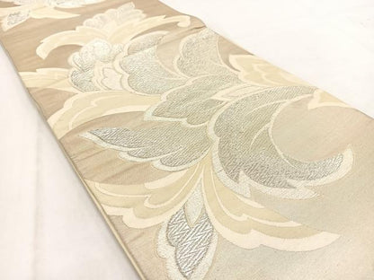 平和屋着物◎六通柄袋帯　唐織　更紗花文　銀糸　正絹　逸品　BAAW2056yc