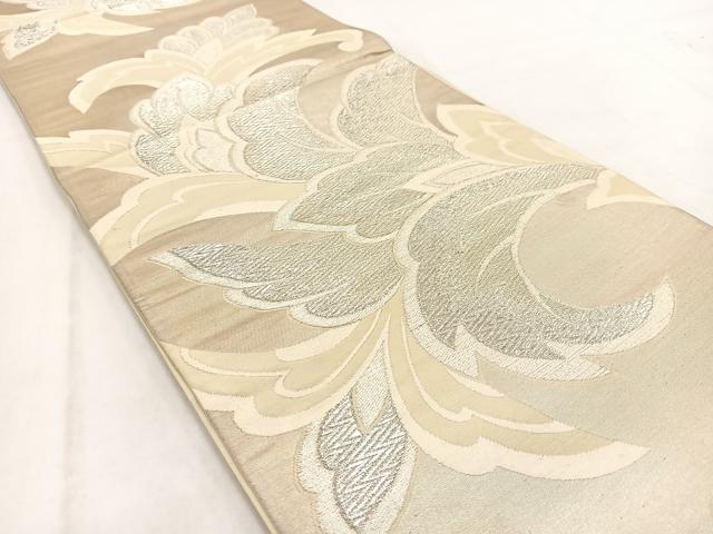 平和屋着物◎六通柄袋帯　唐織　更紗花文　銀糸　正絹　逸品　BAAW2056yc
