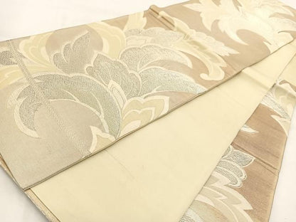 平和屋着物◎六通柄袋帯　唐織　更紗花文　銀糸　正絹　逸品　BAAW2056yc