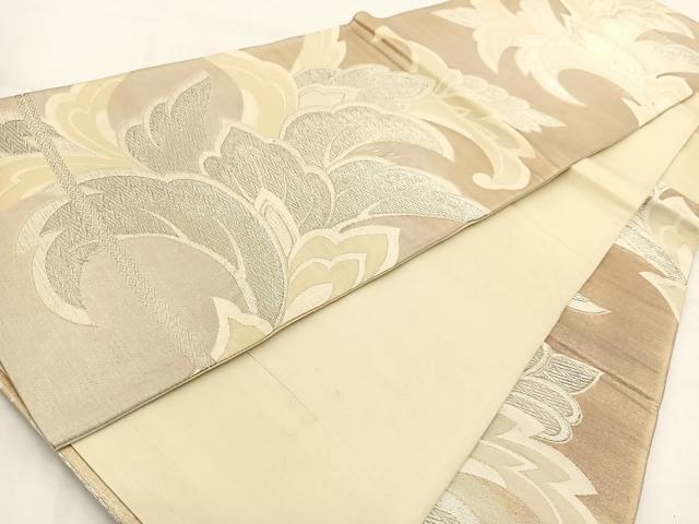 平和屋着物◎六通柄袋帯　唐織　更紗花文　銀糸　正絹　逸品　BAAW2056yc
