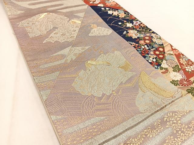 平和屋着物◎六通柄袋帯　唐織　内裏献上紋　金銀糸　正絹　逸品　BAAW2058yc