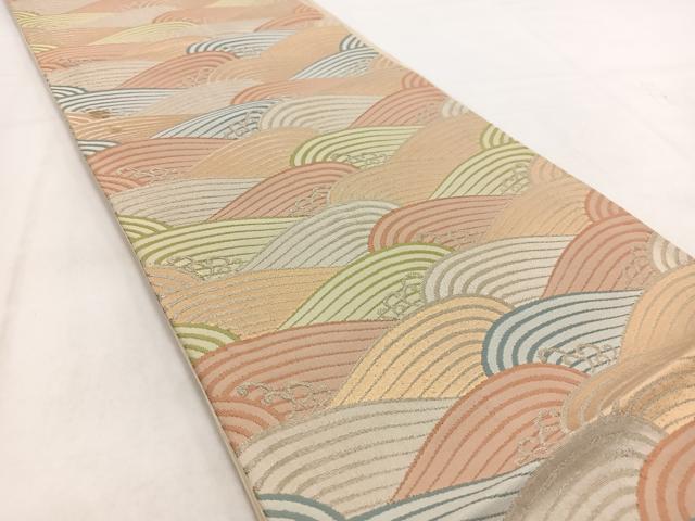 平和屋着物◎西陣　六通柄袋帯　青海波文　金銀糸　正絹　逸品　BAAW2060yc