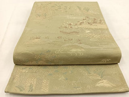 平和屋着物◎六通柄袋帯　唐織　御所解風景文　金糸　正絹　逸品　BAAW2065yc