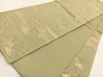 平和屋着物◎六通柄袋帯　唐織　御所解風景文　金糸　正絹　逸品　BAAW2065yc