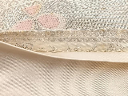 平和屋着物◎西陣　服部織物謹製　六通柄袋帯　こはく錦　菱天井若松葉文　金糸　正絹　逸品　BAAW2067yc