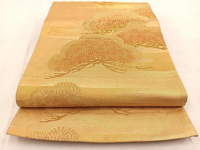 平和屋着物◎六通柄袋帯　笠松青海波　金糸　正絹　逸品　BAAW2070yc