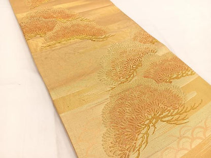 平和屋着物◎六通柄袋帯　笠松青海波　金糸　正絹　逸品　BAAW2070yc