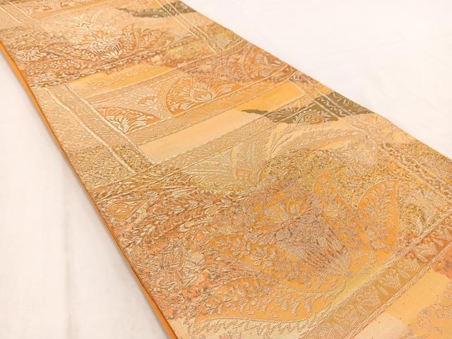 平和屋着物◎六通柄袋帯　更紗花文　金銀糸　引箔　正絹　逸品　BAAW2077yc