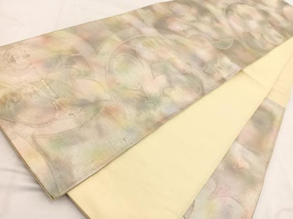平和屋着物◎六通柄袋帯　更紗花唐草文　金銀糸　引箔　正絹　逸品　BAAW2079yc