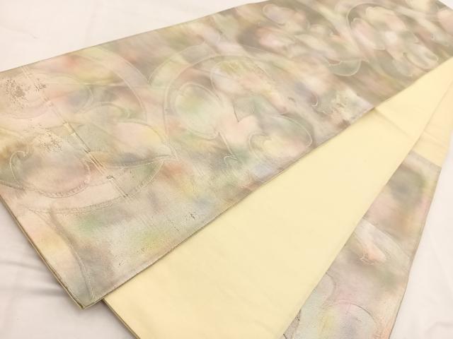 平和屋着物◎六通柄袋帯　更紗花唐草文　金銀糸　引箔　正絹　逸品　BAAW2079yc