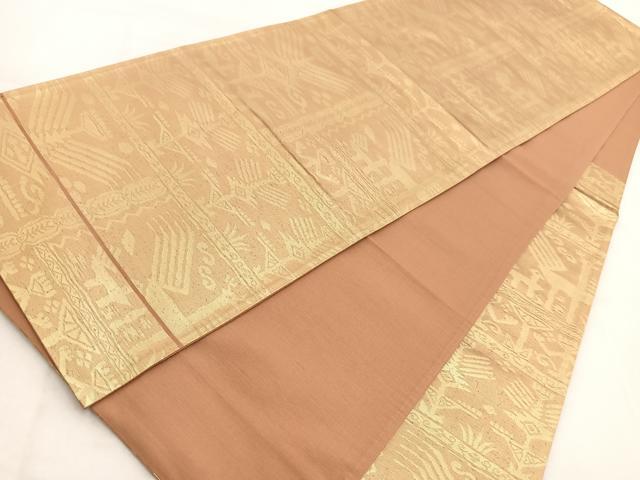 平和屋着物◎六通柄袋帯　さらさ　壁画文様　金糸　正絹　逸品　BAAW2081yc