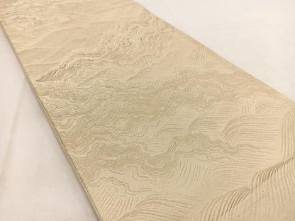 平和屋着物◎西陣　六通柄袋帯　立波文　金糸　正絹　逸品　BAAW2084yc