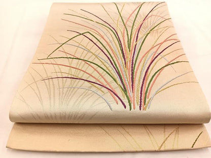 平和屋着物◎六通柄袋帯　唐織　芝草文　金銀糸　引箔　正絹　逸品　BAAW2086yc