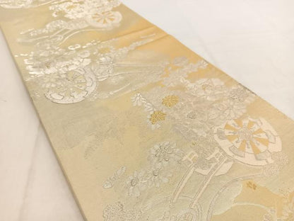 平和屋着物◎六通柄袋帯　花車文　金銀糸　引箔　正絹　逸品　BAAW2089yc