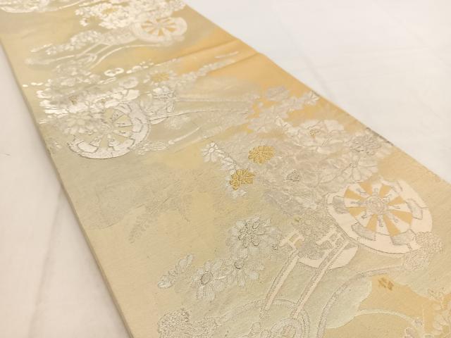 平和屋着物◎六通柄袋帯　花車文　金銀糸　引箔　正絹　逸品　BAAW2089yc